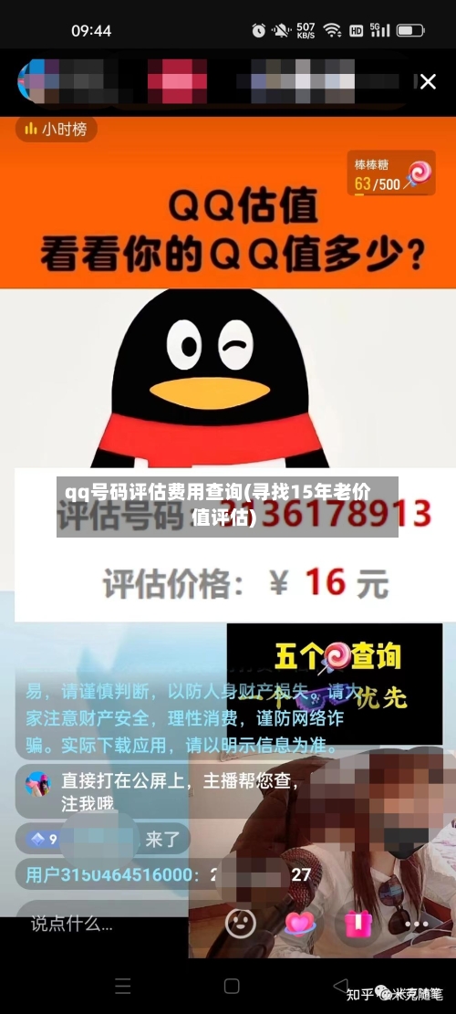 qq号码评估费用查询(寻找15年老价值评估)